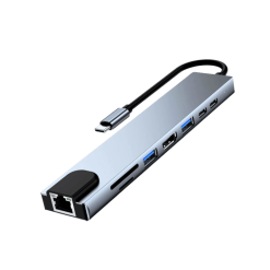 8 in 1 Portable Docking Station USB C with 4K HDMI 100W PD USB C Port USB 3.0 RJ45 Ethernet SDTF Card Reader